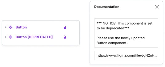 Screenshot of how to mark deprecated components in figma